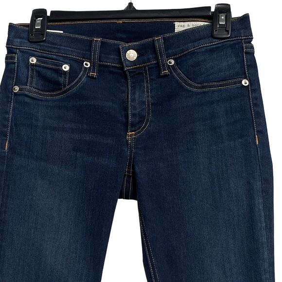 Rag & Bone SZ 27 Skinny Jean Bedford Low-Rise Pockets Zip-Fly Dark Wash Blue - Picture 2 of 12